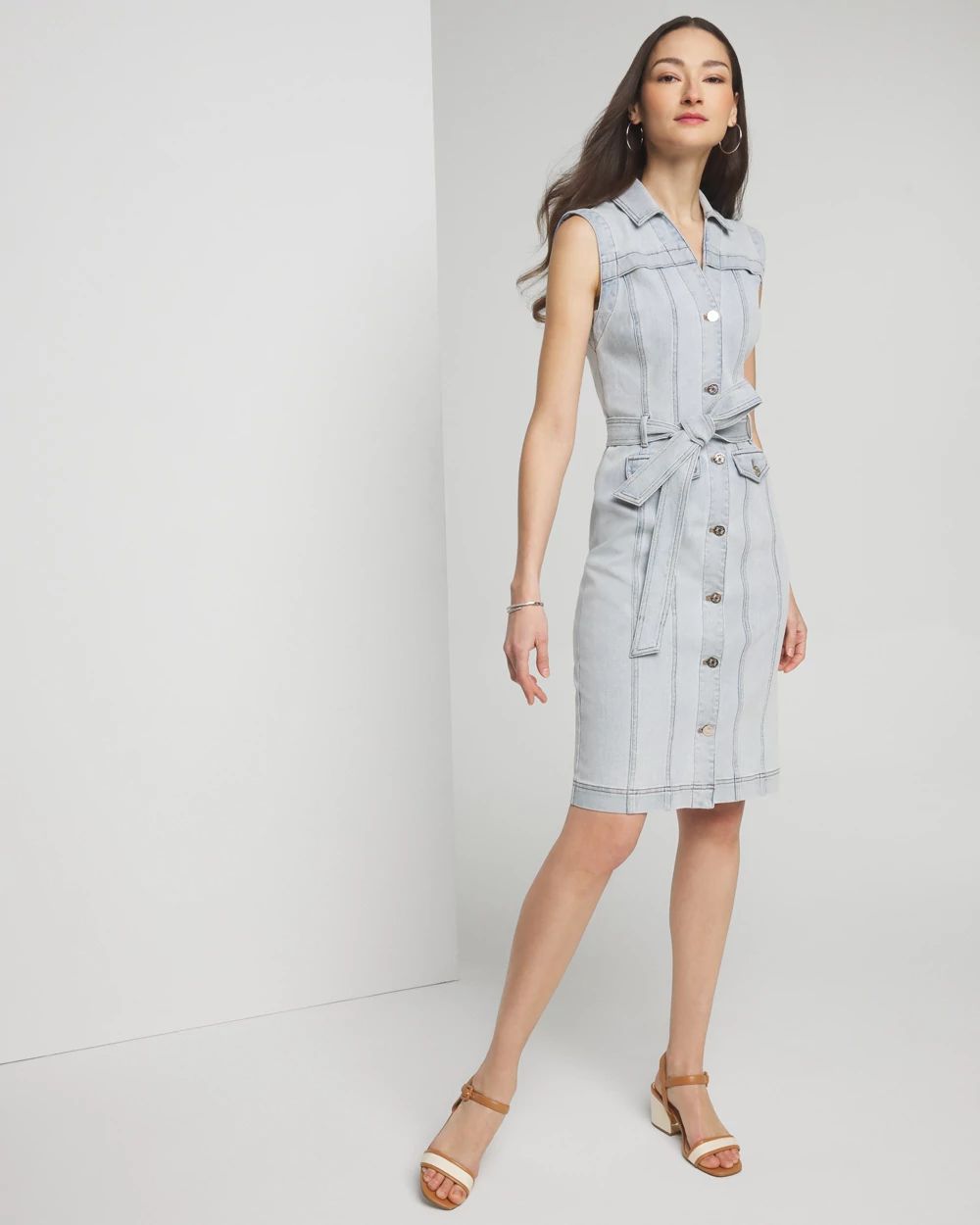 【完売品・新品タグ付き】Montauk Waist Gather Dress Denim Sheath Dress | White House Black Market